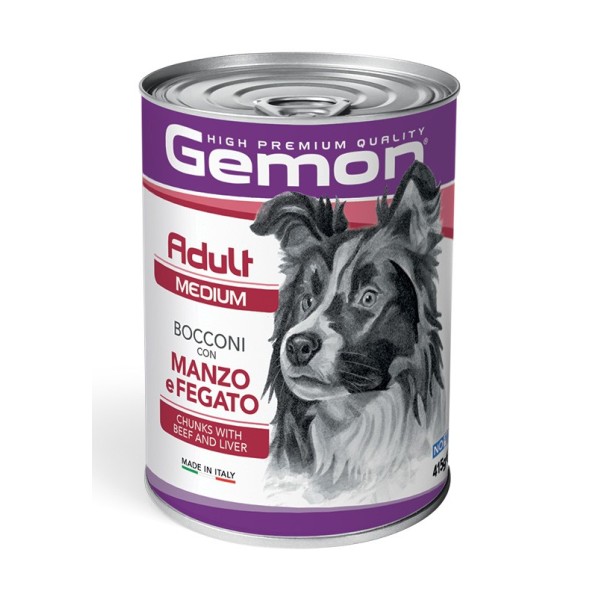 GEMON CANE MEDIUM ADULT BOCCONCINI CON MANZO E FEGATO GR 415