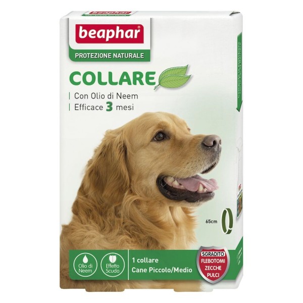 BEAPHAR COLLARE NATURALE CON OLIO DI NEEM CANE PICCOLO E  MEDIO 65CM
