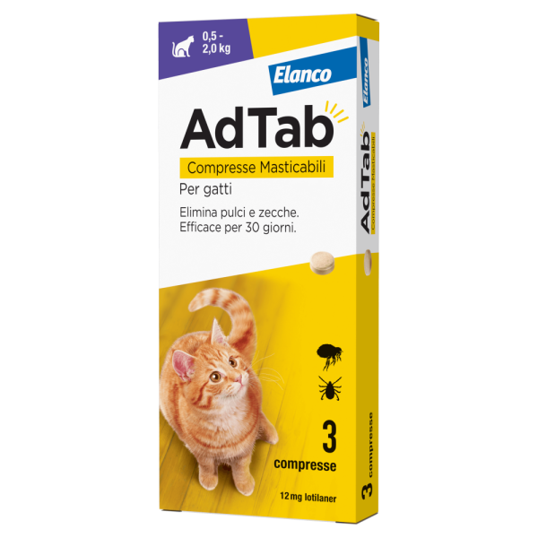 ADTAB ANTIPARASSITARIO PER GATTO IN COMPRESSE MASTICABILI confezione da 3